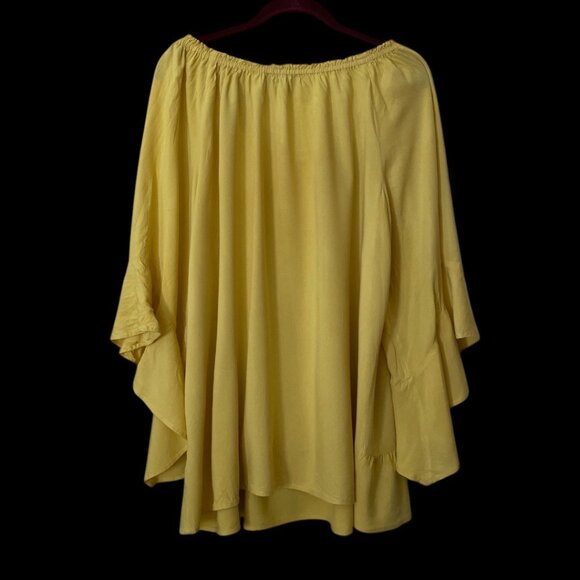 Golden Yellow Melissa Paige Women's Boho Lace Blouse Flared Ruffled Sleeve 1X - Picture 2 of 8